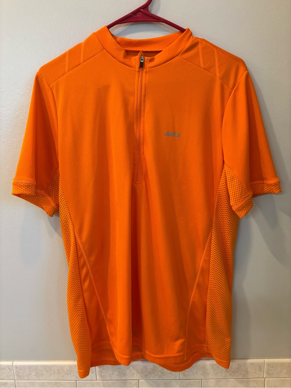 Bright Orange Short Sleeve Cycling Jersey with Half Zip Size small